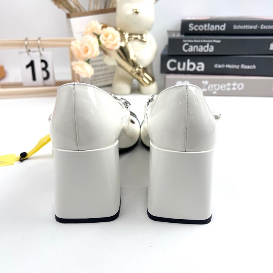 MiuMiu繆繆 白色漆皮瑪麗珍高跟鞋 36.5碼99新-1