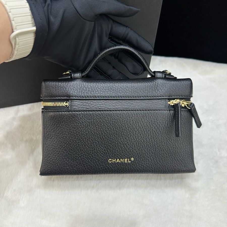 Chanel 香奈兒 26A 黑金 荔枝紋 Lp 飯盒包 小號 手提包單肩包斜挎包 芯片款-4