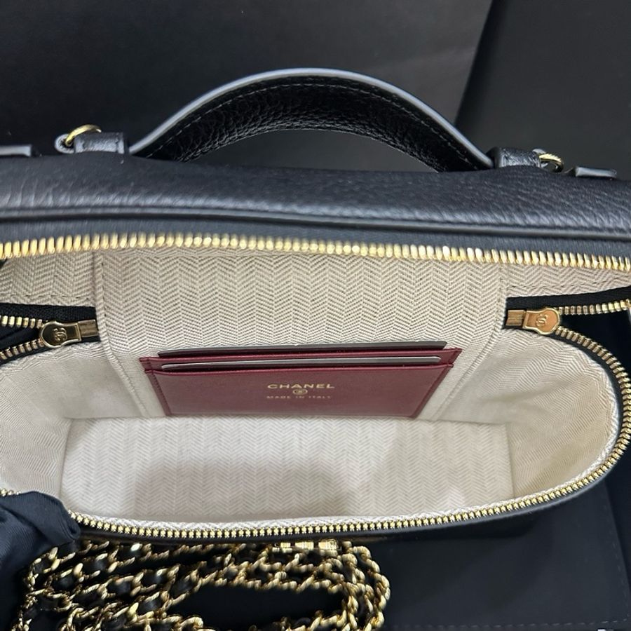 Chanel 香奈兒 26A 黑金 荔枝紋 Lp 飯盒包 小號 手提包單肩包斜挎包 芯片款-7