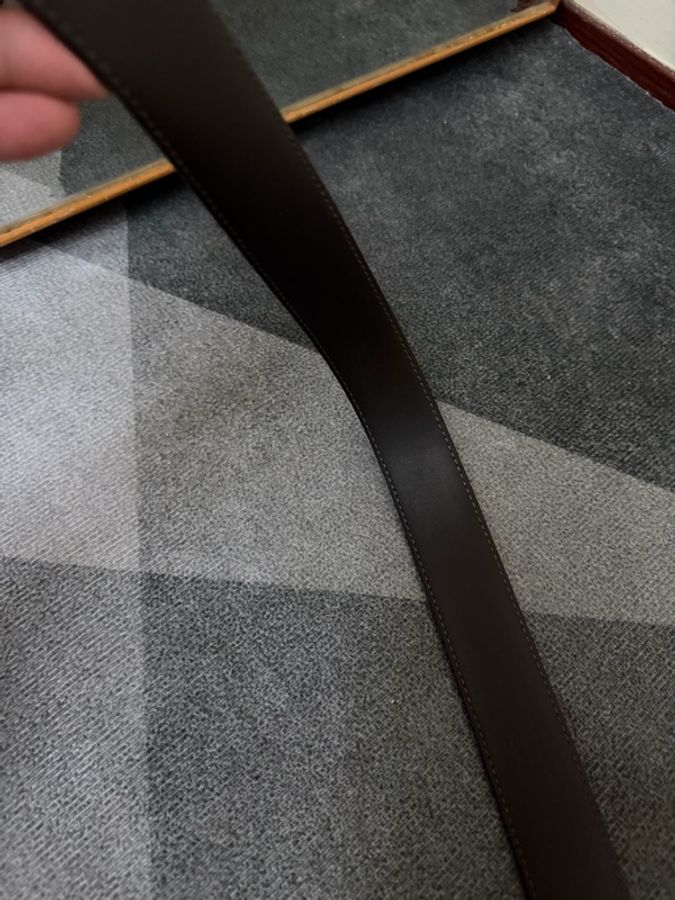 Lv棕色棋盤格皮帶(90cm)-5
