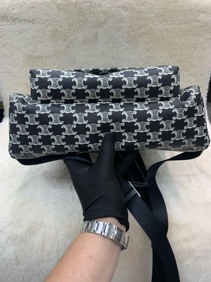 Celine 賽琳黑白色 老花 背包-12