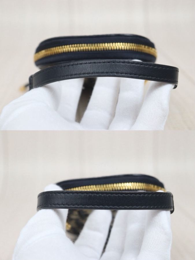 「JL精品代購」98新 Dior藍金老花蒙田手機包 提手+鏈條-4