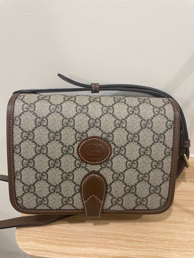 GUCCI Retro經典帆布斜背包 防潑水PVC-5