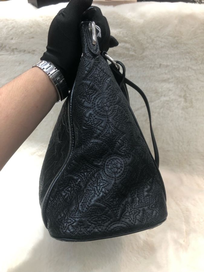 LV 路易威登 黑色全皮老花 手拎上肩包-3