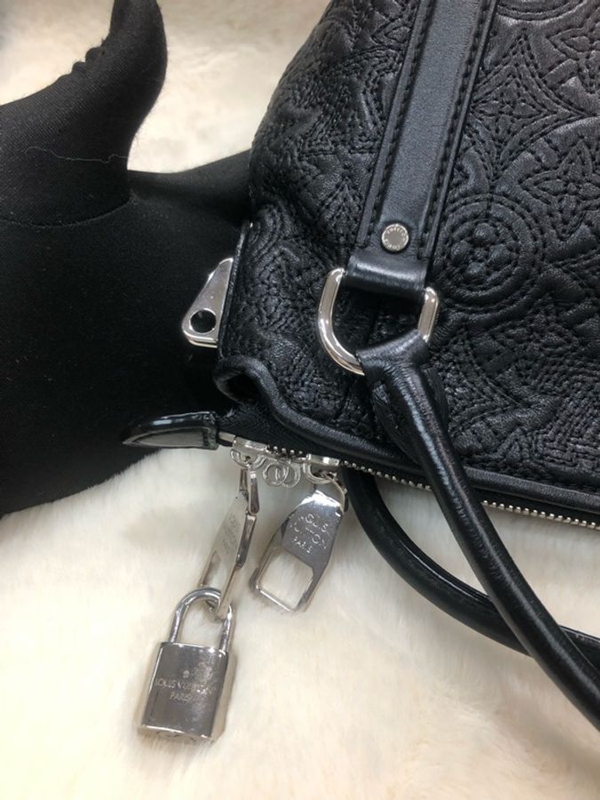 LV 路易威登 黑色全皮老花 手拎上肩包-20