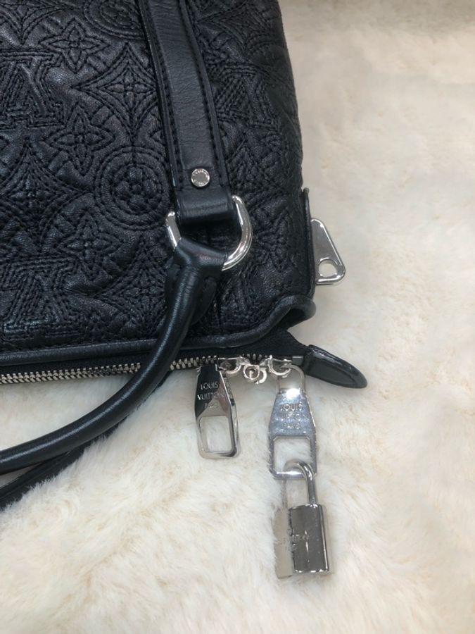 LV 路易威登 黑色全皮老花 手拎上肩包-23