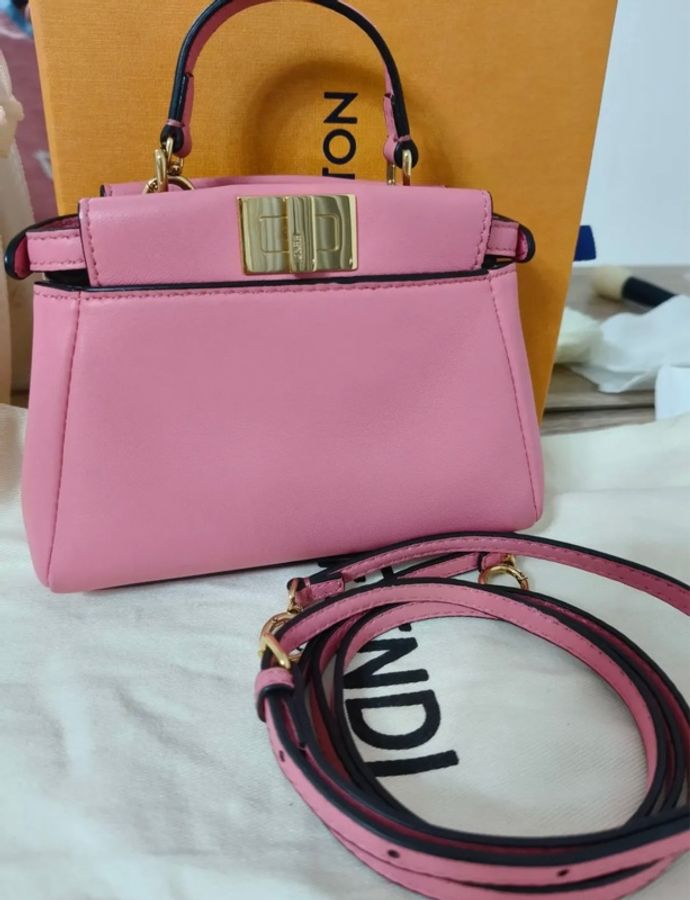 Fendi 粉色Micro peekaboo(附防塵袋) 手提肩背兩用包-5