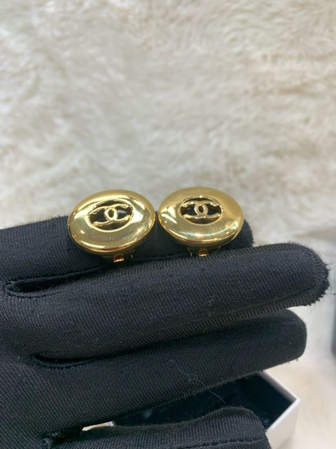 Chanel 黃金 圈圈 耳夾-3