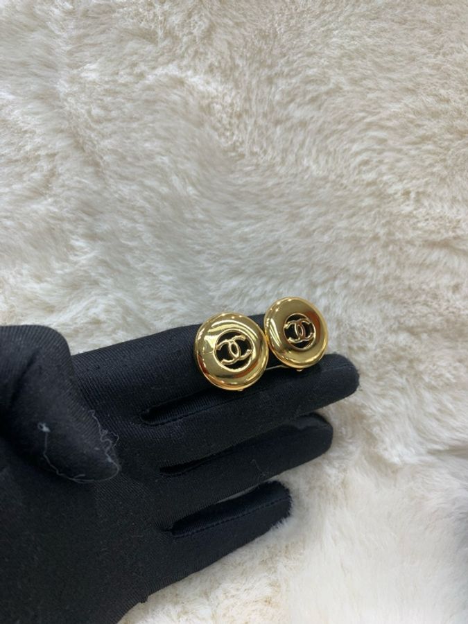 Chanel 黃金 圈圈 耳夾-20