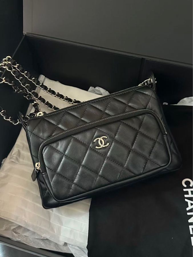chanel香奈兒25c黑金鍊條相機單肩腋下包,尺寸:21*14*6cm,配件:塵袋-3