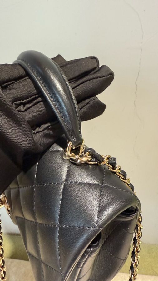 ［極搶手貨］CHANEL CF20 Handle 黑金羊皮手柄款 芯片款-3