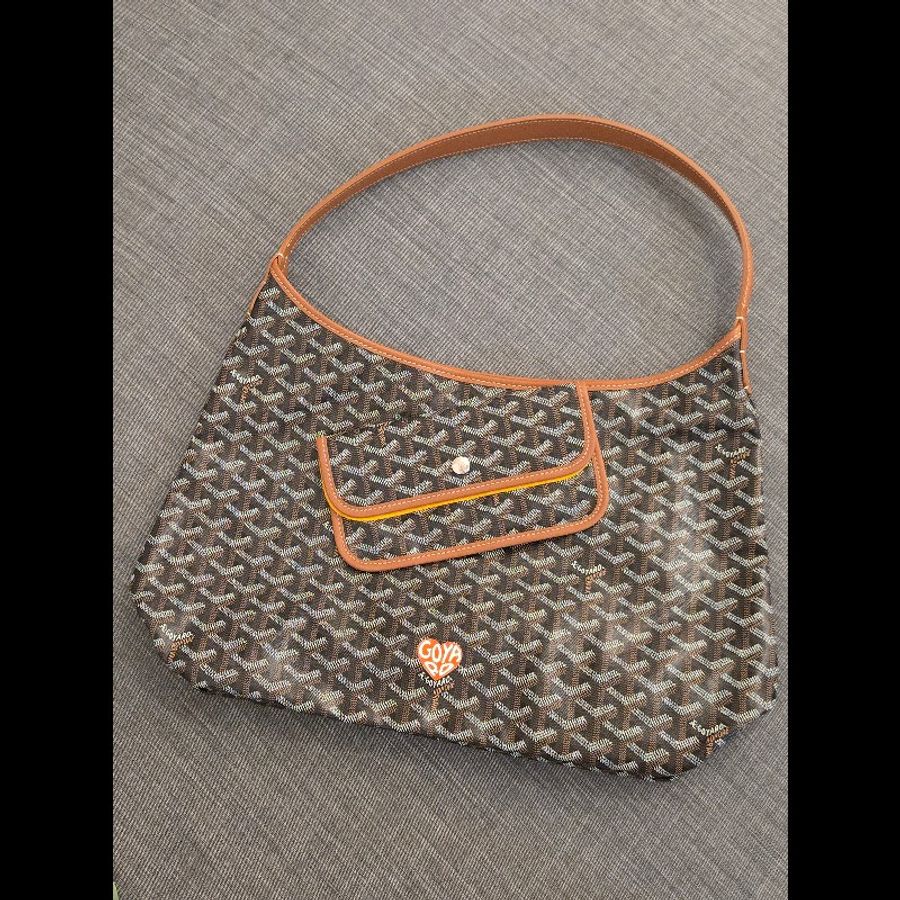 Goyard 愛心塗鴉 hobo 黑棕色 肩背包 雙面可以背 就像一次擁有兩顆包-0