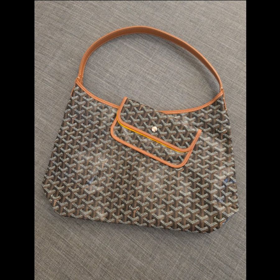 Goyard 愛心塗鴉 hobo 黑棕色 肩背包 雙面可以背 就像一次擁有兩顆包-2