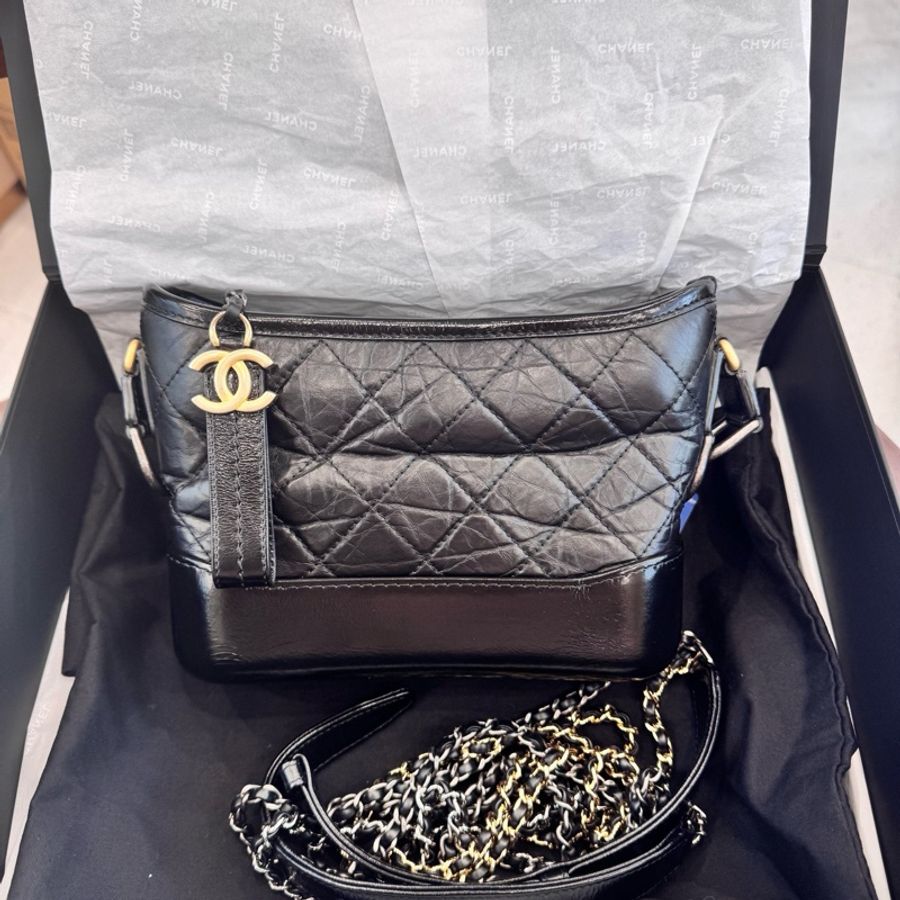 香奈兒Chanel 復古 光滑小牛皮 銀色與金色金屬 流浪包-4