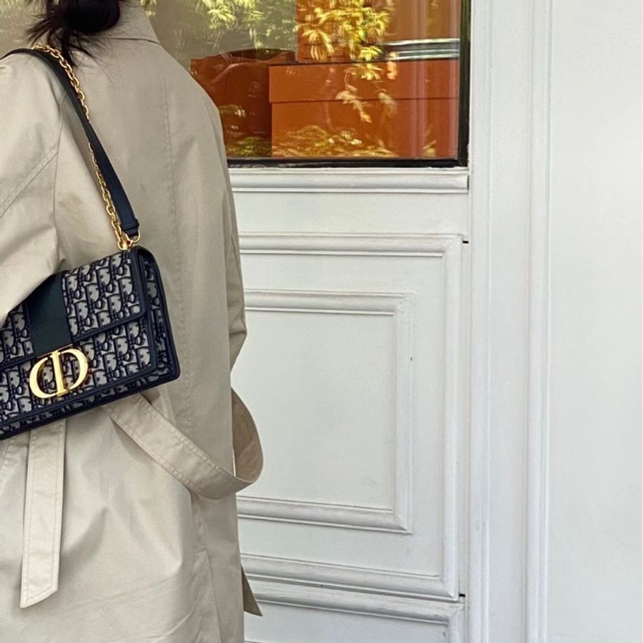 Dior 迪奥Montaigne 老花蒙田 尺寸25*15 鏈條拼皮肩帶 可單肩可斜挎-8