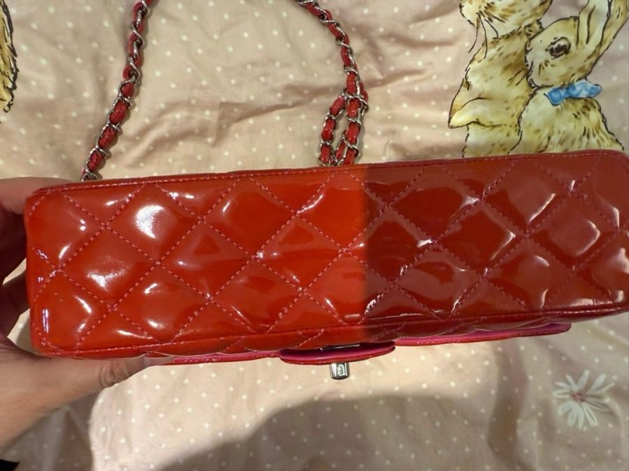 紅色漆皮香奈兒classic flap medium-2