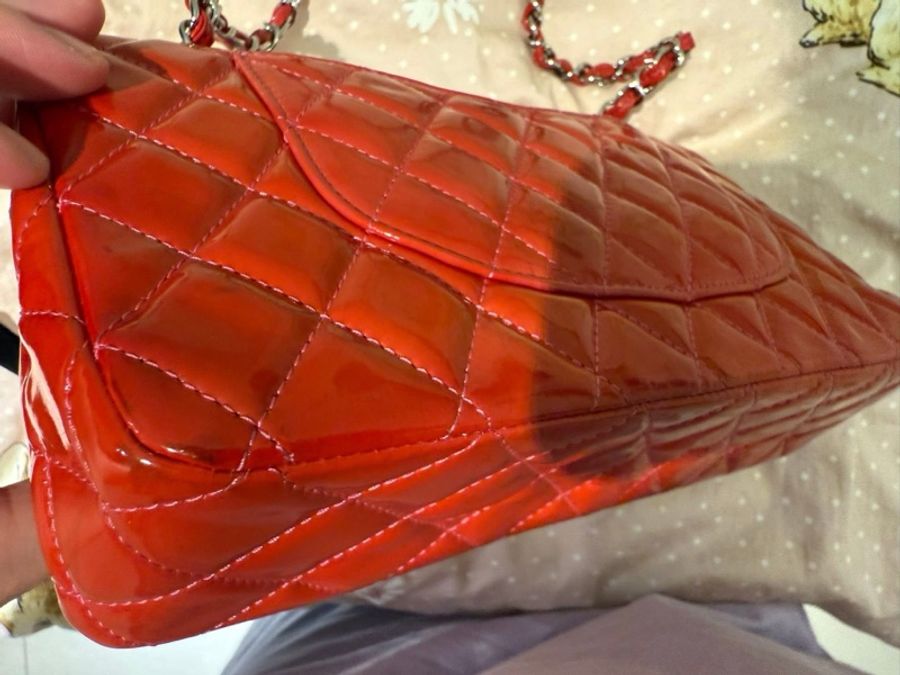 紅色漆皮香奈兒classic flap medium-5