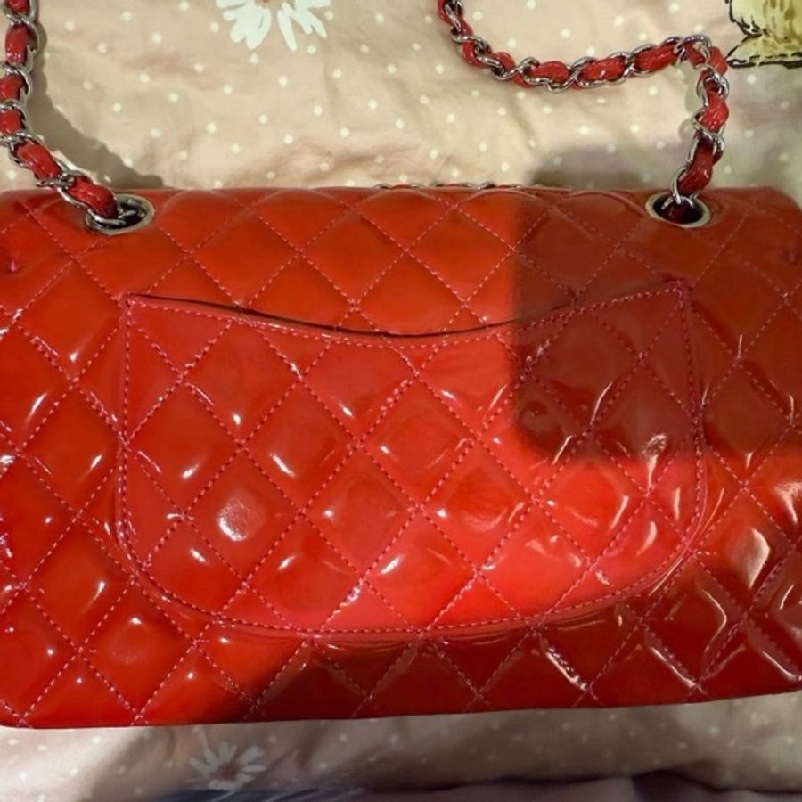 紅色漆皮香奈兒classic flap medium-21