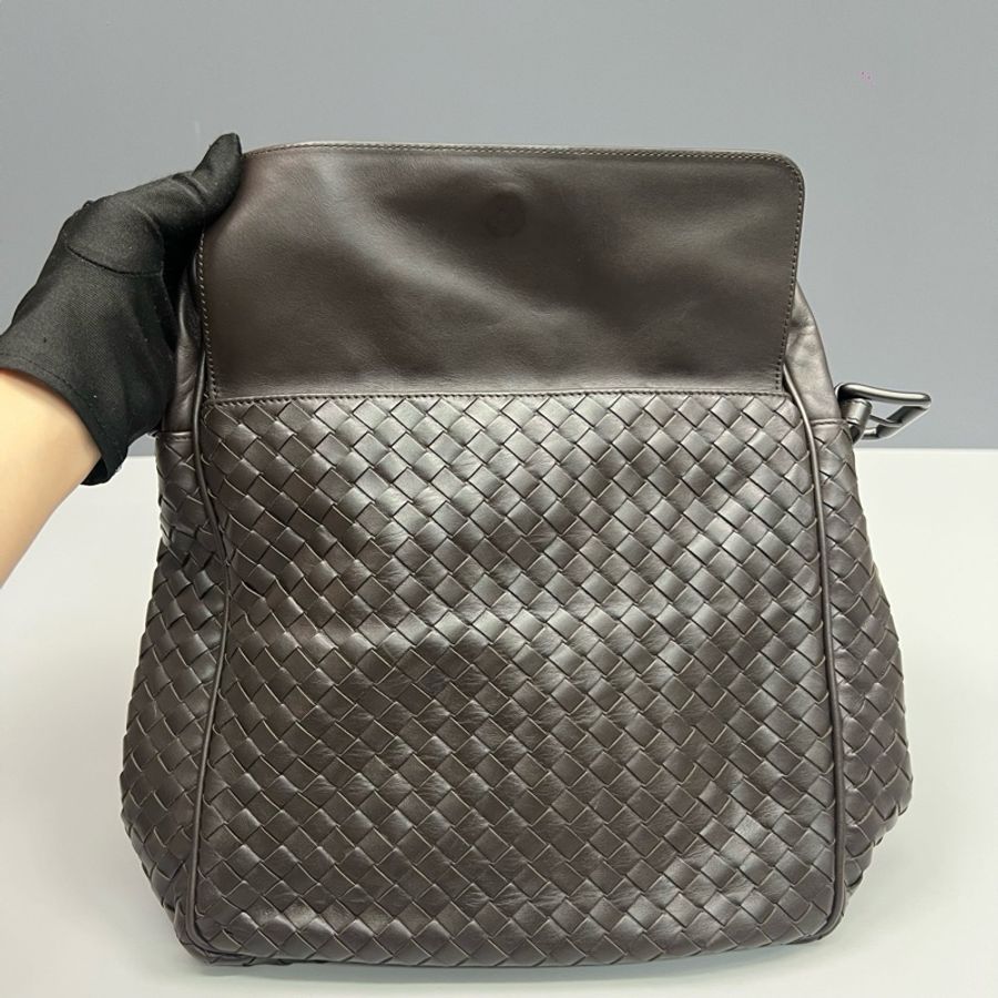 Bottegaveneta 葆蝶家深棕色全皮編織單肩斜挎包 尺寸25*29*9cm-9