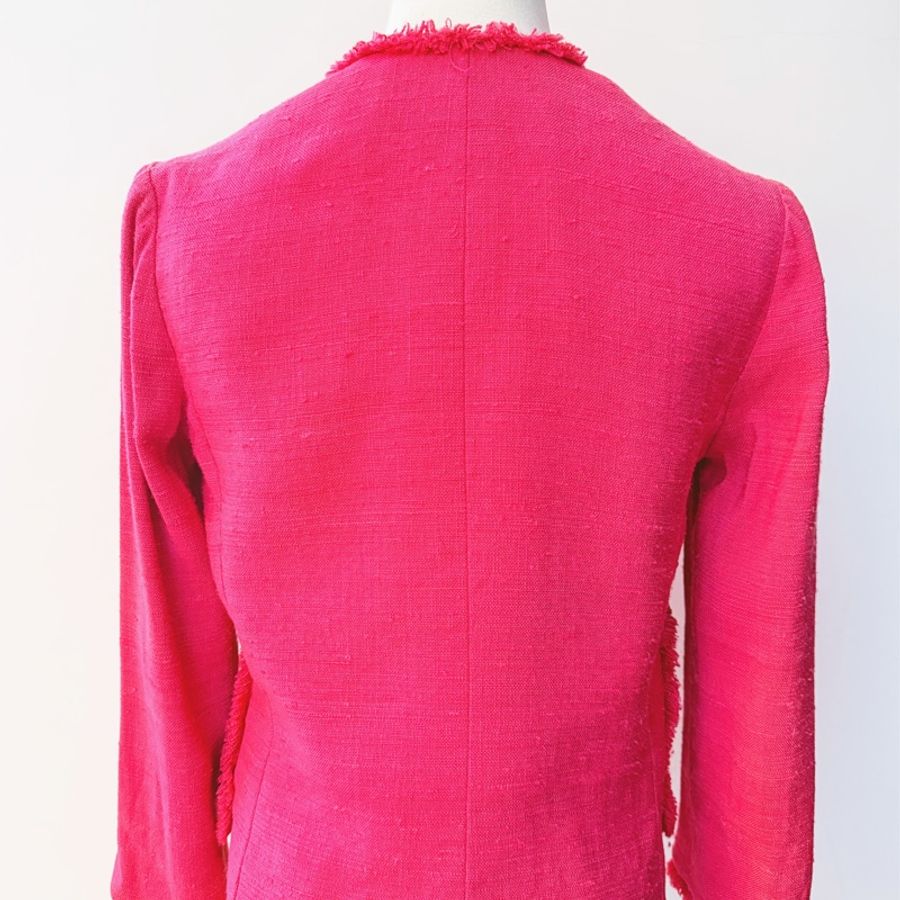 Christian Dior 法式優雅絲麻玫玫瑰紅 毛呢外套-2