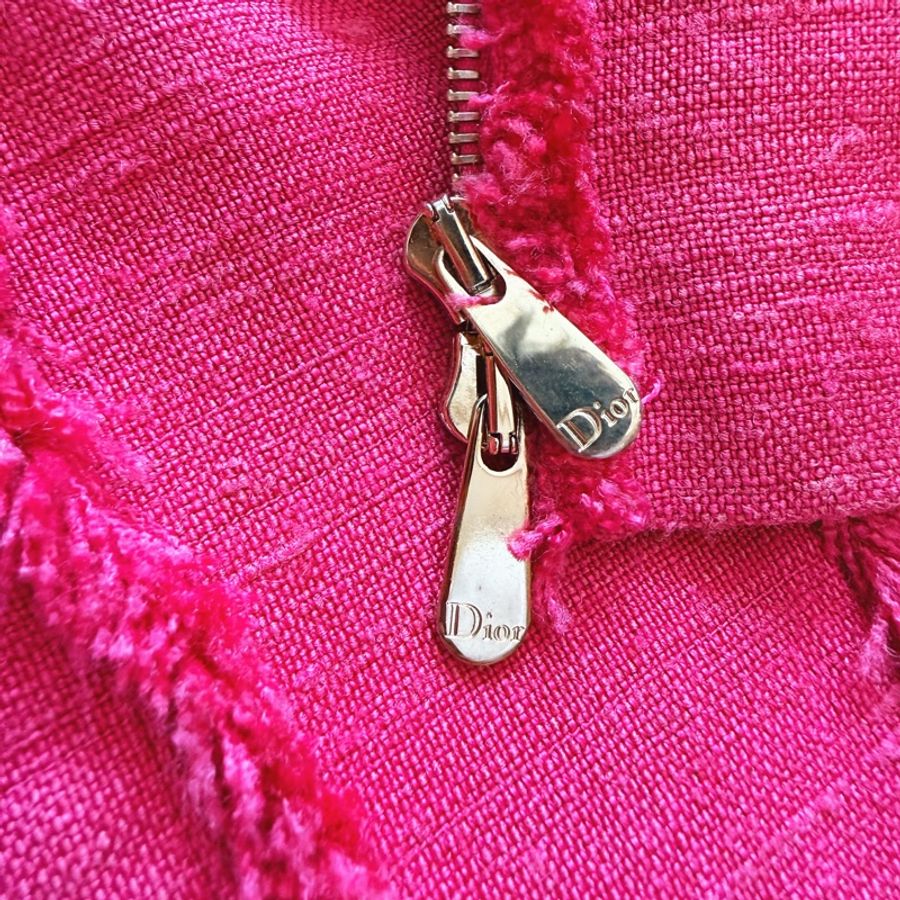 Christian Dior 法式優雅絲麻玫玫瑰紅 毛呢外套-5