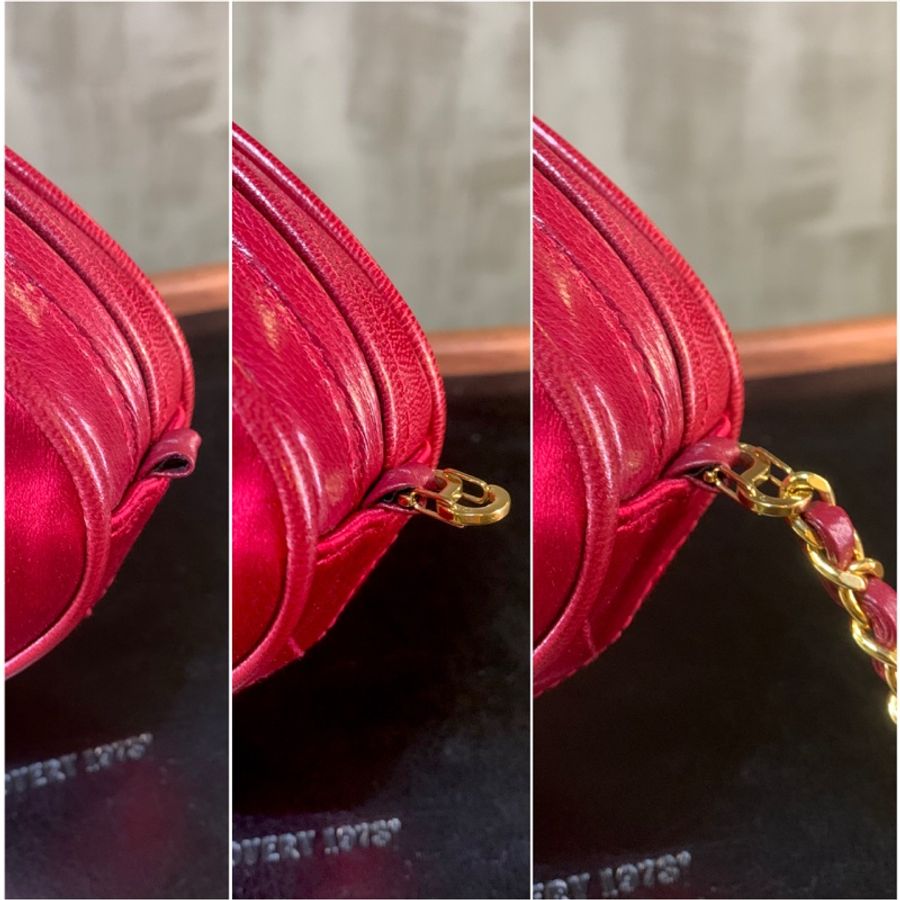 香奈兒中古緞面手拿包 Chanel Vintage Satin Evening Bag With Tassel + Chain-5
