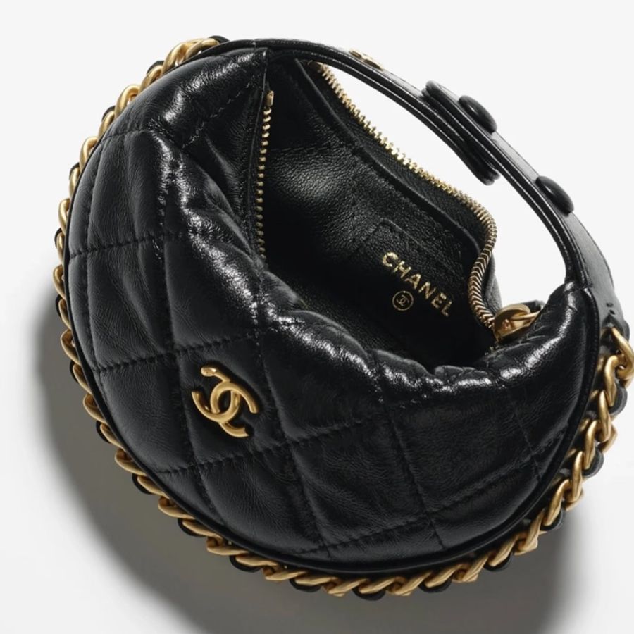 CHANEL 香奈兒《全新全配》呼拉圈零錢包 黑金羊皮|Hula Hoop 手環包|可放AirPods/車鑰匙|熱門限量款-16