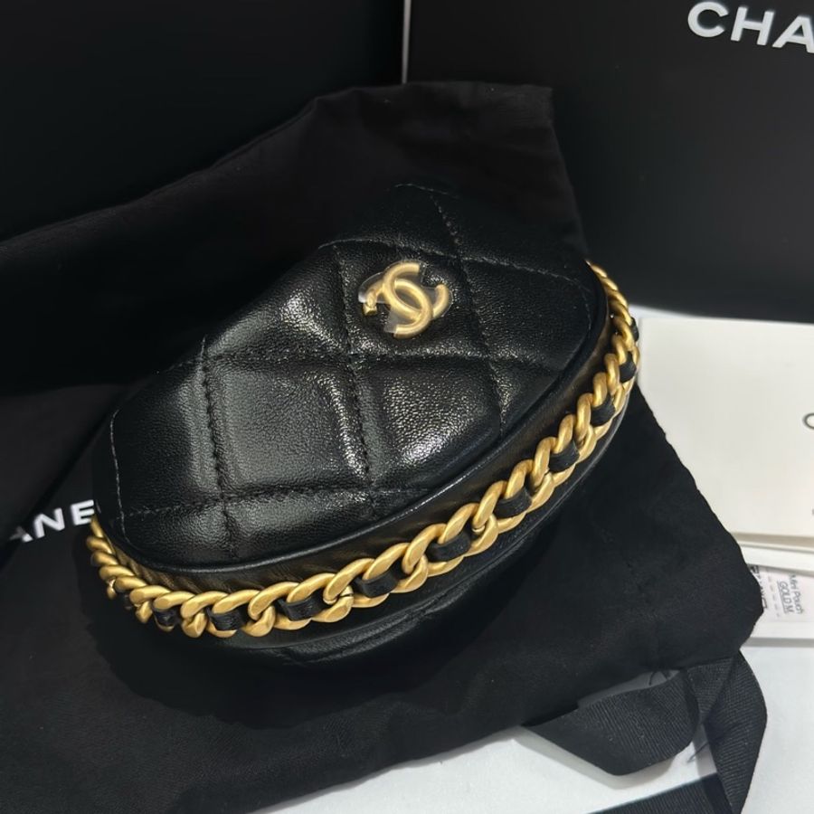 CHANEL 香奈兒《全新全配》呼拉圈零錢包 黑金羊皮|Hula Hoop 手環包|可放AirPods/車鑰匙|熱門限量款-30