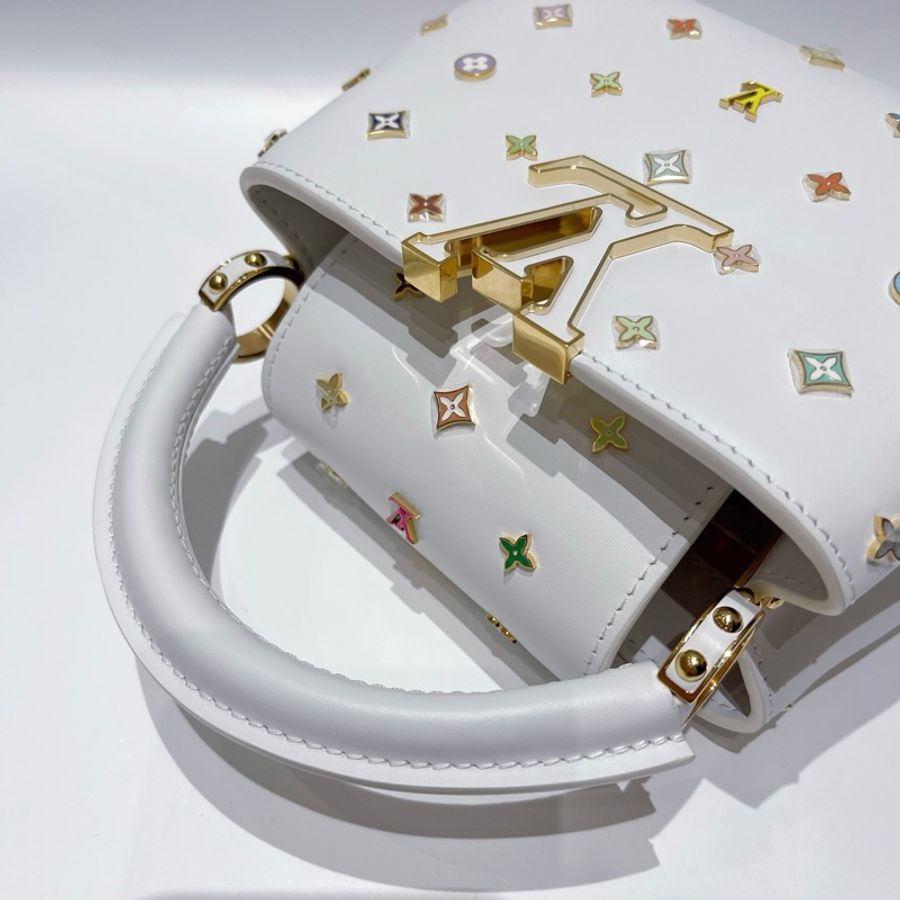 路易威登 Louis Vuitton 村上隆聯名Capucines mini白三彩卡普辛手提包單肩包斜挎包-3