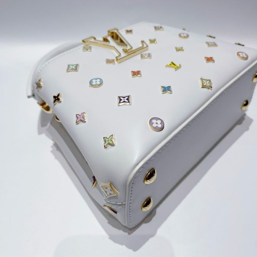 路易威登 Louis Vuitton 村上隆聯名Capucines mini白三彩卡普辛手提包單肩包斜挎包-4