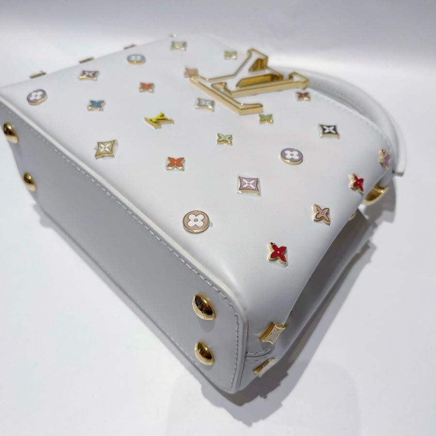 路易威登 Louis Vuitton 村上隆聯名Capucines mini白三彩卡普辛手提包單肩包斜挎包-5