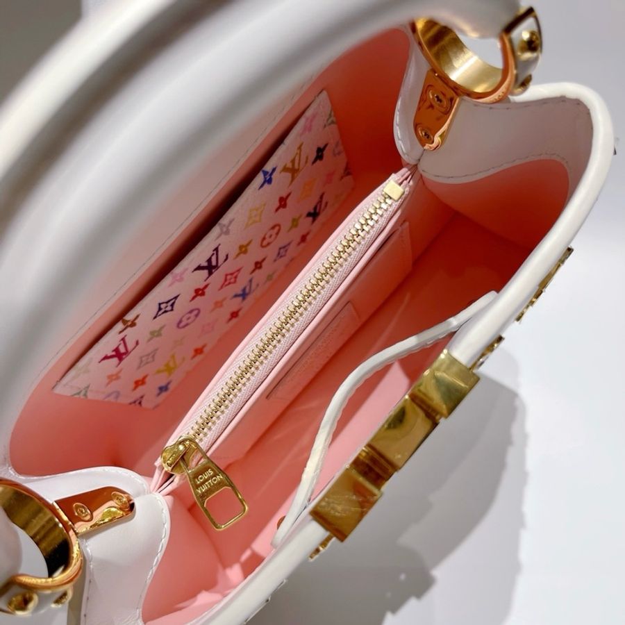 路易威登 Louis Vuitton 村上隆聯名Capucines mini白三彩卡普辛手提包單肩包斜挎包-7