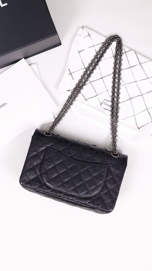 Chanel 15年餐厅小酒馆系列黑银2.55扣刀叉cf单肩包-6