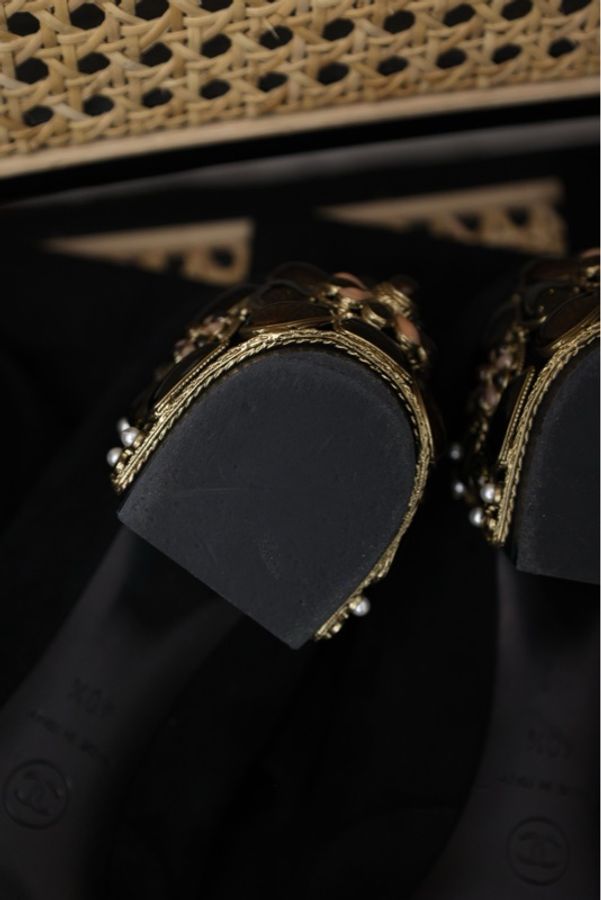 Chanel 11年拜占庭黑色琉璃麂皮长筒靴-5