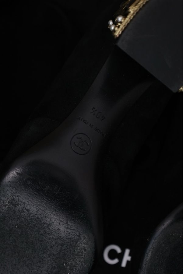 Chanel 11年拜占庭黑色琉璃麂皮长筒靴-11