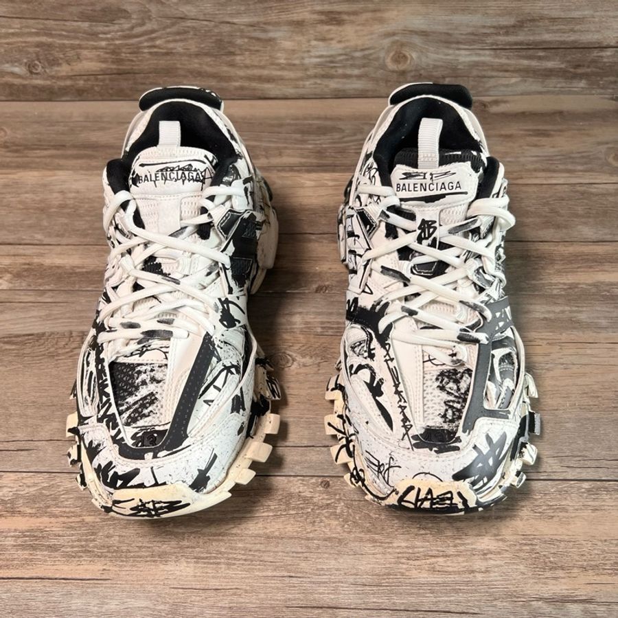 巴黎世家 Balenciaga track 黑白塗鴉款 白色 老爹鞋 43碼-8