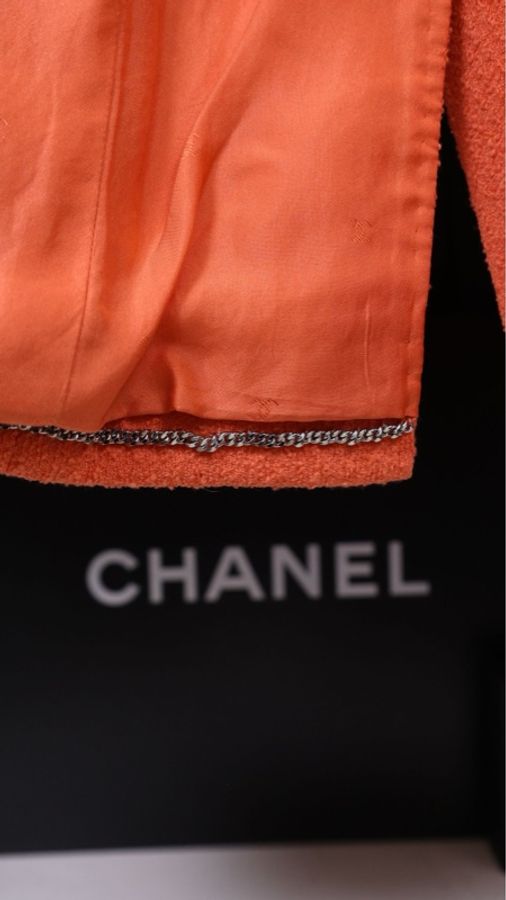 Chanel 96年橘色双排扣四口袋外套-8