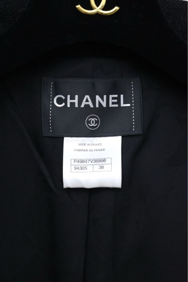Chanel 14年黑色羊毛大翻领两口袋外套-17
