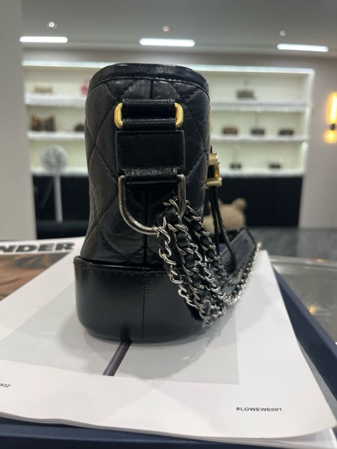 香奈兒/Chanel 黑金牛皮菱格小號流浪包-3