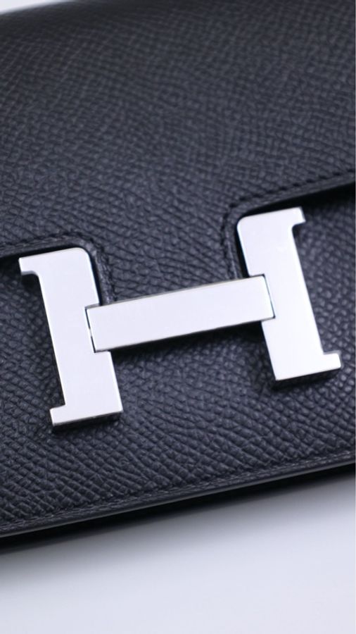 Hermes Constance Slim黑银扣epson皮手拿包-20