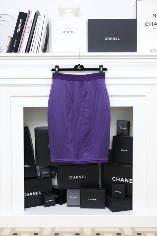 Chanel紫色羊毛半裙-4