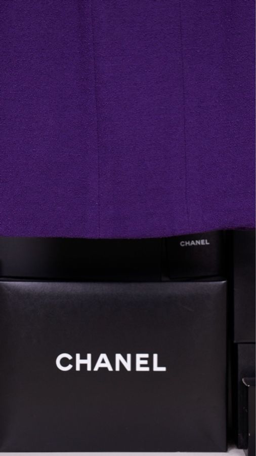 Chanel紫色羊毛半裙-14