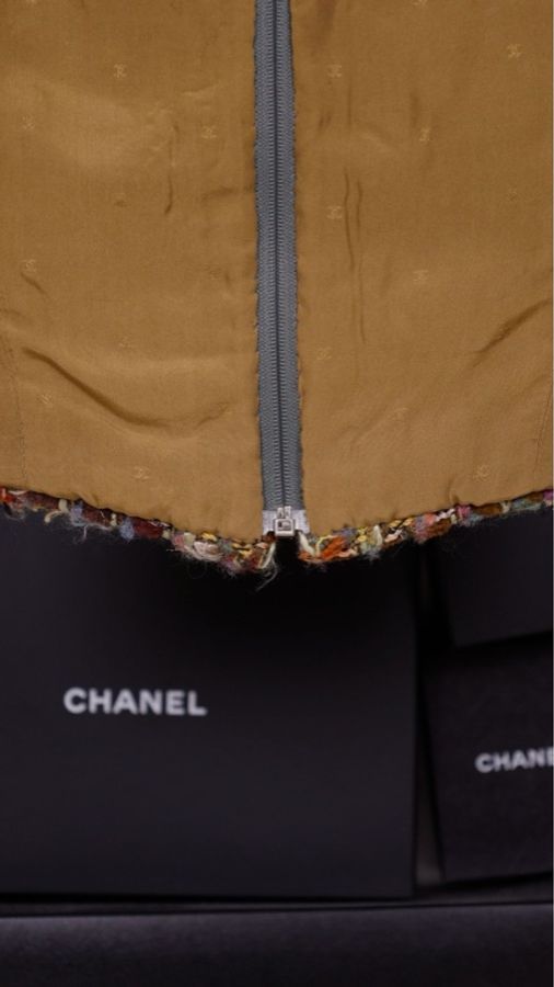 Chanel彩色粗花呢马赛克编绳圆领马甲-17