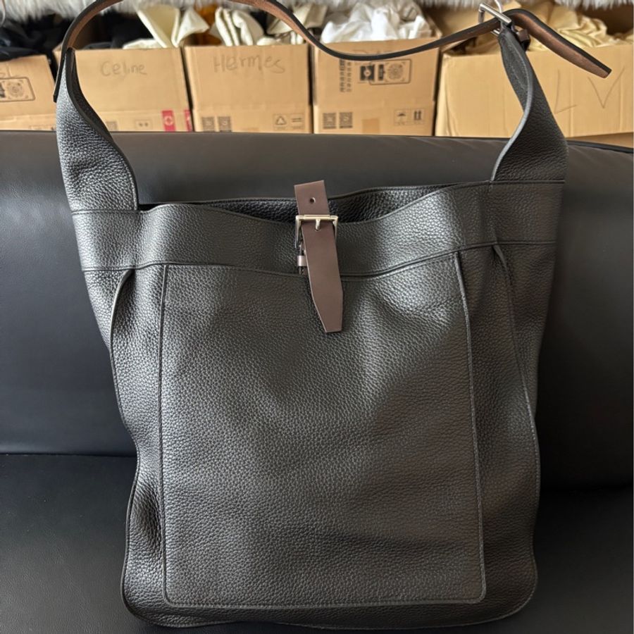 愛馬仕 Hermes Marwari hobo水桶托特 黑銀框P刻。-0
