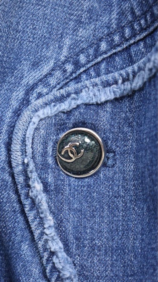 Chanel 08年春夏系列秀款蓝色丹宁牛仔琉璃扣立领外套-7