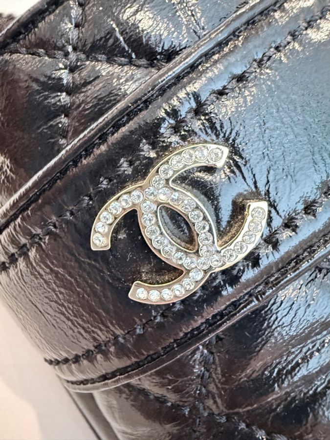 Chanel✨油蠟牛皮水鑽釦魔鬼氈毛毛保暖包鞋拖鞋 #40-7