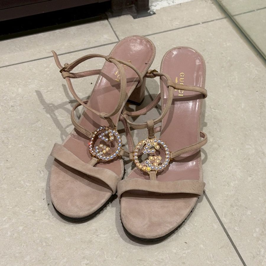全新閒置🌷#Gucci #櫻花粉 #高跟涼鞋 #37.5碼 #已貼底-0