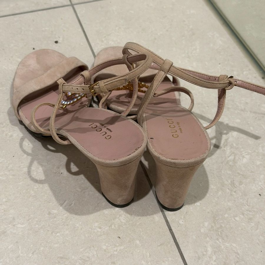 全新閒置🌷#Gucci #櫻花粉 #高跟涼鞋 #37.5碼 #已貼底-1