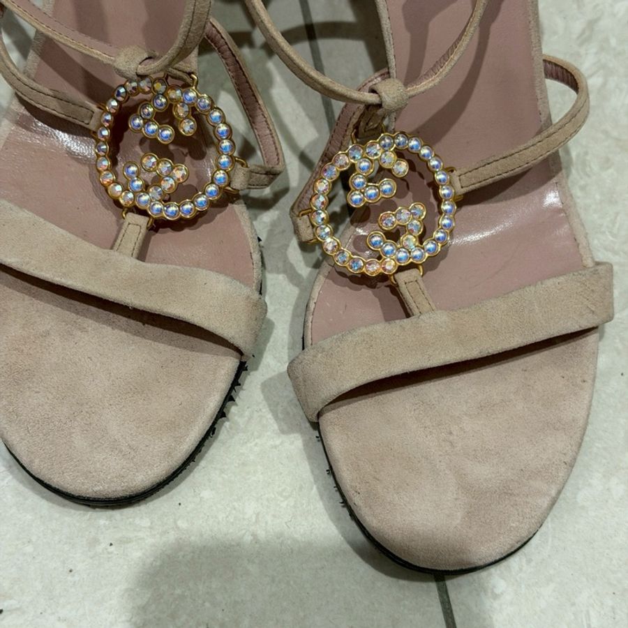 全新閒置🌷#Gucci #櫻花粉 #高跟涼鞋 #37.5碼 #已貼底-3