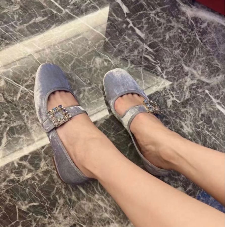 Roger vivier✨RV超顯白方釦絲絨娃娃鞋瑪莉珍鞋 #39 原價四萬多-0